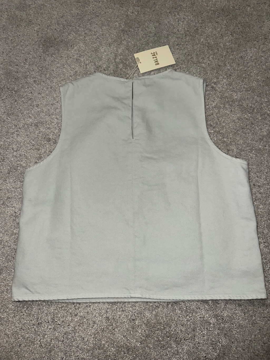 Balzac Paris Top Roda Sky Blue - Classic Sleeveless Cotton Crop- New- Size Small — image 5 of 8